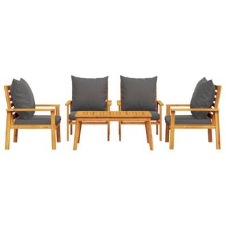 Berkfield Home Beautiful 5 Piece Garden Lounge Set with Cushions Solid Wood Acacia in Brown