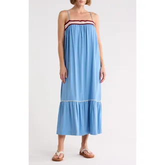 Dress To Sleeveless Tiered Maxi Dress in Blue Arpoador at Nordstrom Rack, Size X-Large