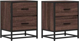 vidaXL Vidaxl - Mesitas noche 2 uds madera ingeniería marrón roble 40x31x50 cm