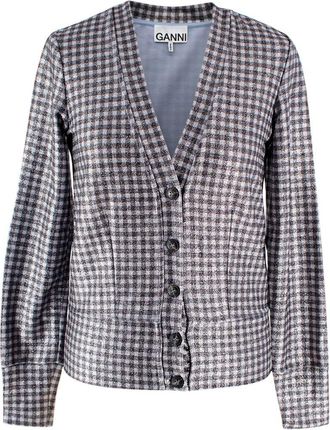 Ganni Metallic Gingham Cardigan Size XXS