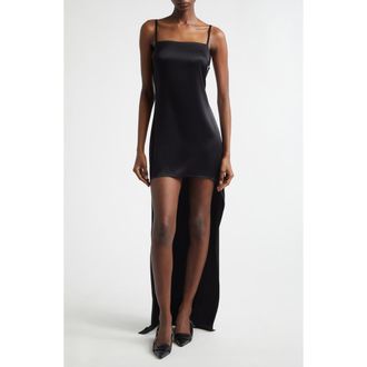 Courr&egrave;ges Backless Satin Dress in Black at Nordstrom, Size 10 Us