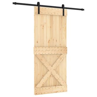 vidaXL Puerta Corredera 90 X 210 Cm Natural Y Negro Vidaxl