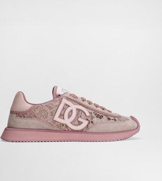 Dolce & Gabbana Dg Cushion Sneakers In Lace And Calfskin - Woman Sneakers Multicolor 37.5