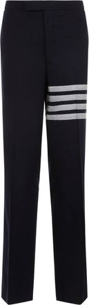 Thom Browne Navy Blue Low Rise Drop Crotch Backstrap Wool Trousers-Uomo