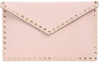 Valentino Garavani Large Rockstud Leather Clutch in Rose Quartz at Nordstrom