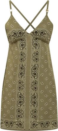 Palm Angels Paisley Slip Dress - Dames - Korte kleedjes - Groen - S - Kleedjes