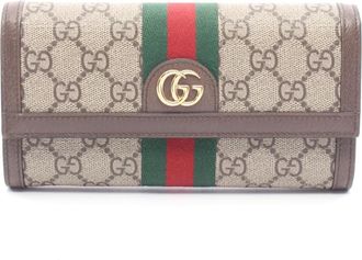 Gucci Beige Brown Multi-Color Gg Supreme Leather Long Wallet (Bi-Fold) (Pre-Owned)