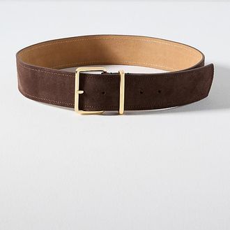 Anthropologie Square-Buckle Suede Belt