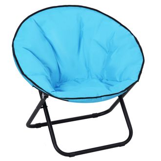 OUTSUNNY Folding Saucer Moon Chair Oversized Padded Seat Round Oxford Blue | TJ Hughes