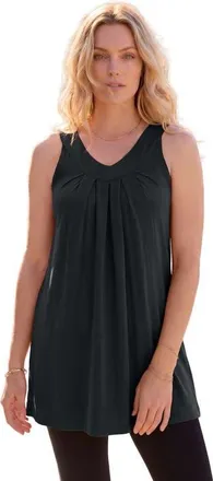 Roaman's Plus Size Ultimate Pleated Tunic Tank in Black at Nordstrom, Size Medium