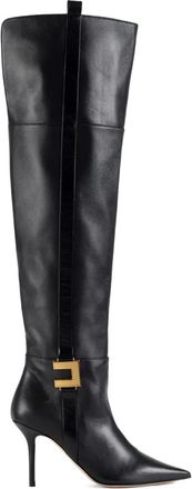 Elisabetta Franchi leather logo-plaque boots - women - Leather/Calf Leather/Calf Leather - 38.5 - Black