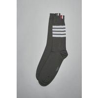 Thom Browne Mid Calf Socks W/ 4Bar In Lightweight Cotton
