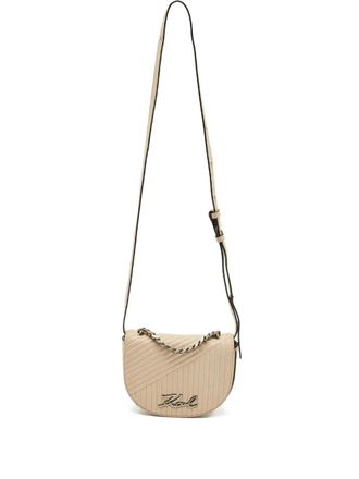 Karl Lagerfeld quilted crossbody bag - women - Calf Leather/Canvas - One Size - Neutrals