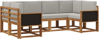 vidaXL Conjunto De Sof&aacute;s De Exterior 6 Uds. Natural Y Gris Claro Vidaxl