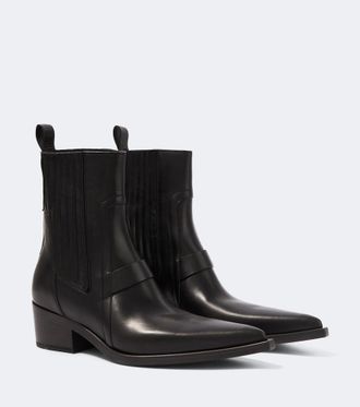 Rick Owens Pointed Silver leather ankle boots