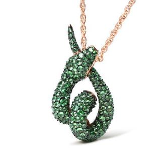 House of Brilliance 18K Gold Tsavorite Gemstone Spiral Snake Design Pendant Necklace in Pink at Nordstrom