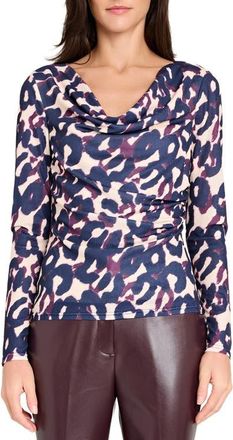 Tahari by ASL Abstract Print Cowl Neck Top in Plum Leopard at Nordstrom, Size X-Large P