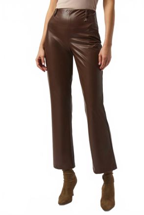 Joseph Ribkoff Wide Leg Vegan Leather Pants In Brown