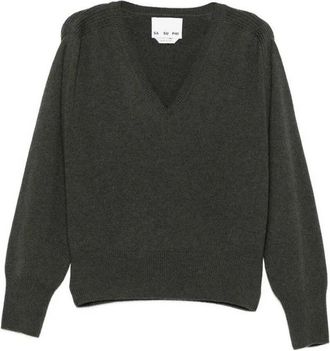 SA SU PHI V-hals Fijngebreide Trui - Dames - Cashmere truien - Groen - M - Truien & Vesten
