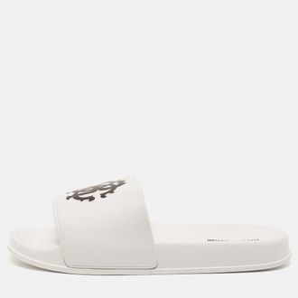 Roberto Cavalli White Rubber Rc Logo Pool Slides