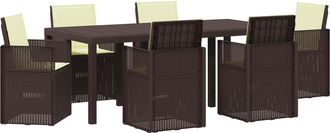 vidaXL Conjunto De Comedor De Jard&iacute;n 7 Uds. Marr&oacute;n Y Crema Pp Vidaxl