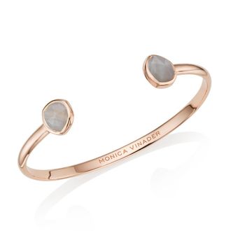 Monica Vinader Rose Gold Siren Thin Cuff Grey Agate