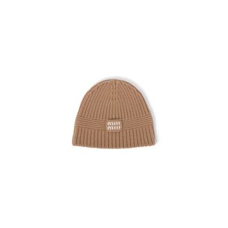 Miu Miu Wool And Cashmere Beanie, Woman, Camel Brown, Size L
