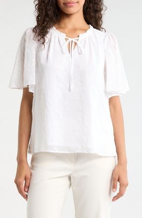 Vince Camuto Tie Neck Top in Ultra White at Nordstrom, Size Xx-Large