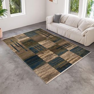 My Home Teppich »Beliz« rechteckig 9 mm Höhe mit Konturenschnitt, Kurzflor, 3D-Design, mit Fransen, Wohnzimmer