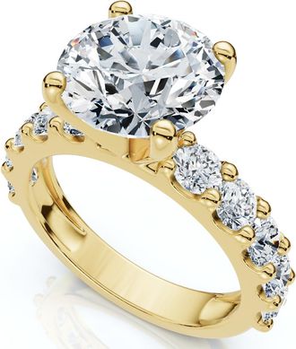 Pompeii3 Certified 4Ct Round Cut Diamond Accent Engagement Ring 14k Gold Lab Grown