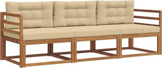 vidaXL Conjunto De Sof&aacute;s De Exterior 3 Uds. Natural Y Beige Vidaxl