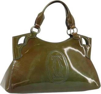 Cartier Pre-owned Handbags, female, Green, Size: ONE SIZE Pre-owned Vintage Patent Leather Hand Bag