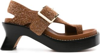 Loewe 70mm Ease brushed-suede sandals - women - Suede - 35 - Brown