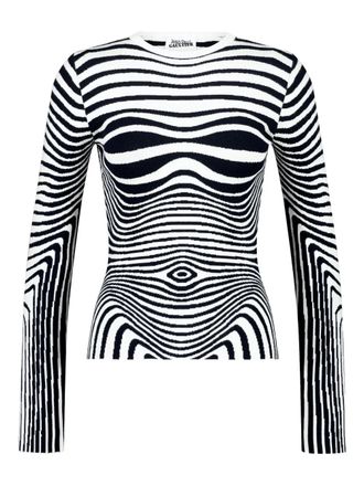 Jean Paul Gaultier Morphing Stripes crew-neck sweater - White