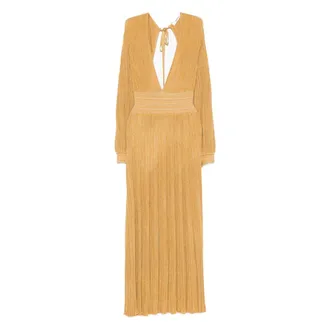 Antonino Valenti Pleated V-neck Maxi Dress