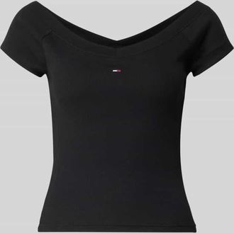 Tommy Jeans Slim Fit T-Shirt aus Baumwoll-Mix in Black, Gr&ouml;&szlig;e XL