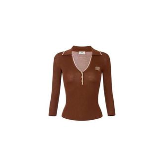 Elisabetta Franchi Dames, Tops, Bruin, Maat: S Wol