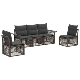 vidaXL Vidaxl Set Divano Da Giardino 5 Pz Grigio Polyrattan