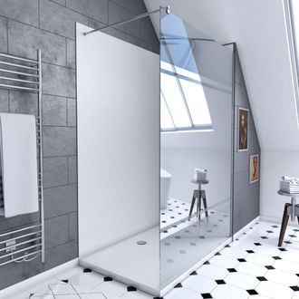 Aurlane Pack Ducha 90x120 - Paneles Blanco/cromato + Plato + Mampara Espejo