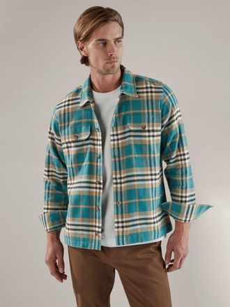 Robert Talbott Adams Shirt Jacket in Teal Multi at Nordstrom, Size Xx-Large