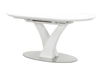 Vente-Unique Mesa de comedor extensible - 6 a 8 comensales - MDF y metal inoxidable - Blanco lacado - TALARA