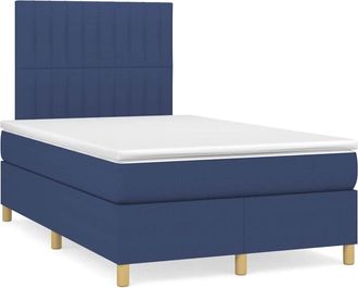 vidaXL Cama Box Spring Con Colch&oacute;n Tela Azul 120x190 Cm Vidaxl