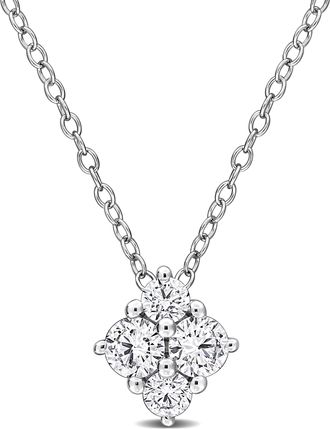 Mimi & Max Created Forever 1/2ct TW Lab-Grown Diamond Cluster Necklace Sterling Silver