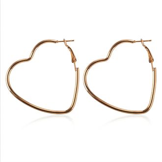 Generic Minimalist Women Alloy Heart Shape Big Circle Hoop Earring Party Jewelry Gift Convenient Design Multicolor