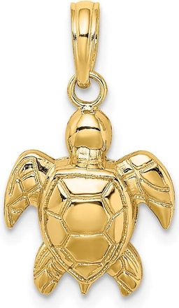 Diamond2Deal 10k Yellow Gold 2-D Textured Sea Turtle Charm Pendant