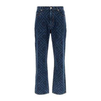Casablanca Straight Jeans, male, Blue, Size: W32 Dark Vintage Monogram Jeans