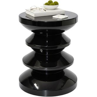 Relaxdays Relaxdays Side Table & Stool, Zigzag, Living Room Decor, HxD: 46 x 35 cm, Metal, Black