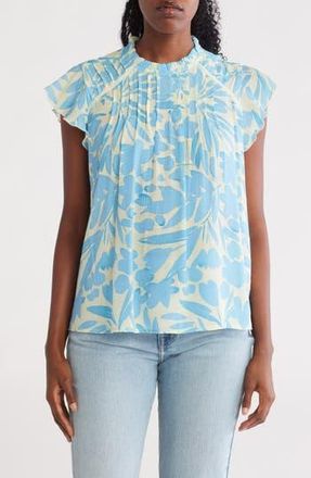 Nanette Lepore Flutter Sleeve Print Top in Light Blue at Nordstrom Rack, Size X-Large