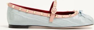 Valentino Garavani Mary-Jane Rockstud Ballerina in Moire Fabric 05mm Wo