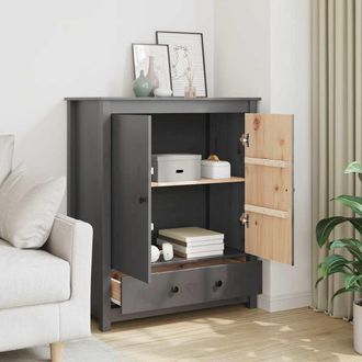 vidaXL Credenza Grigia 83x41,5x100 Cm In Legno Massello Di Pino - Vidaxl